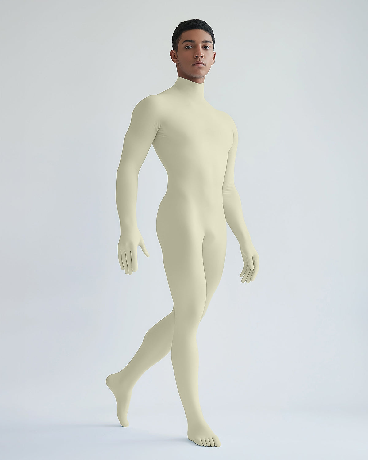 Second Skin Ivory Catsuit Opaque Matte Nylon Spandex Dancewear