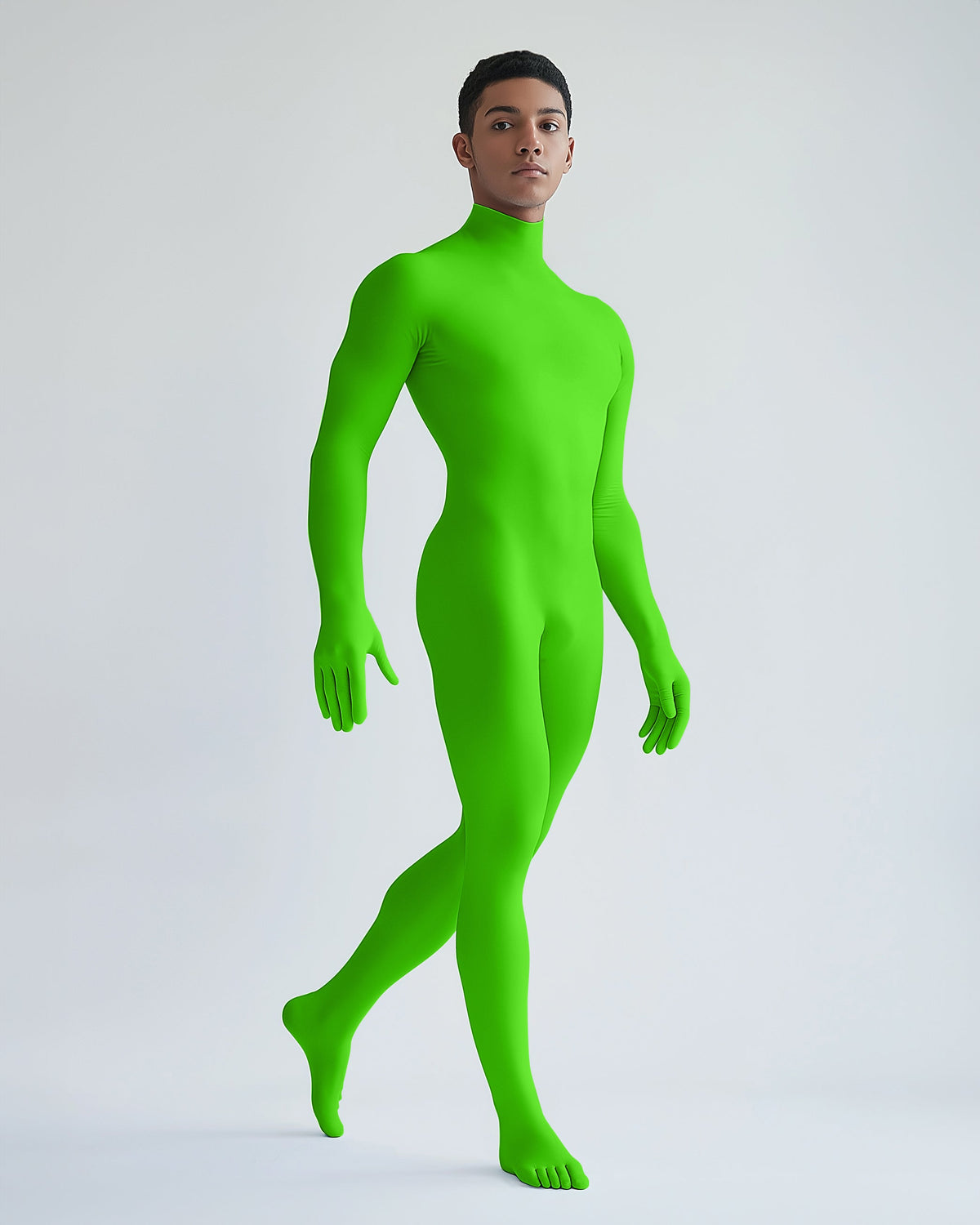 Neon Green Second Skin Catsuit Opaque Matte Dancewear for Men Women