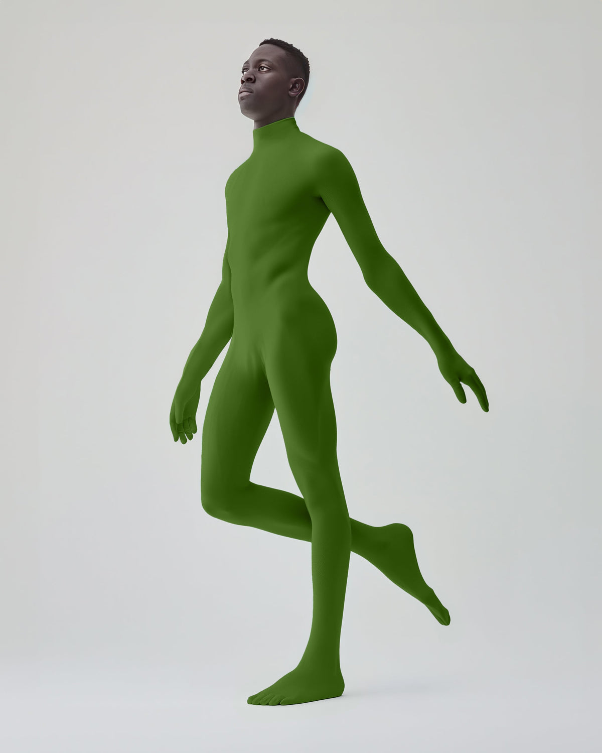 Second Skin Olive Green Catsuit Opaque Matte Nylon Spandex Dancewear