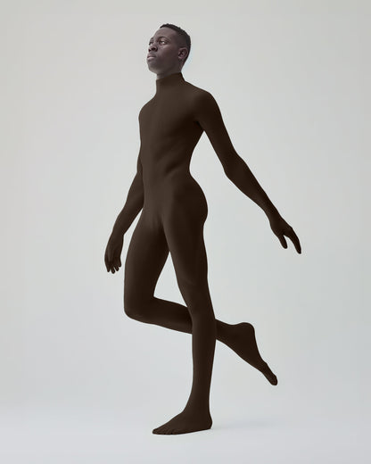 Second Skin Brown Catsuit Matte Opaque Nylon Spandex Dancewear-1