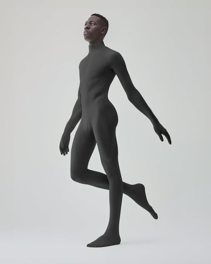 Second Skin Charcoal Catsuit Opaque Matte Nylon Spandex Dancewear