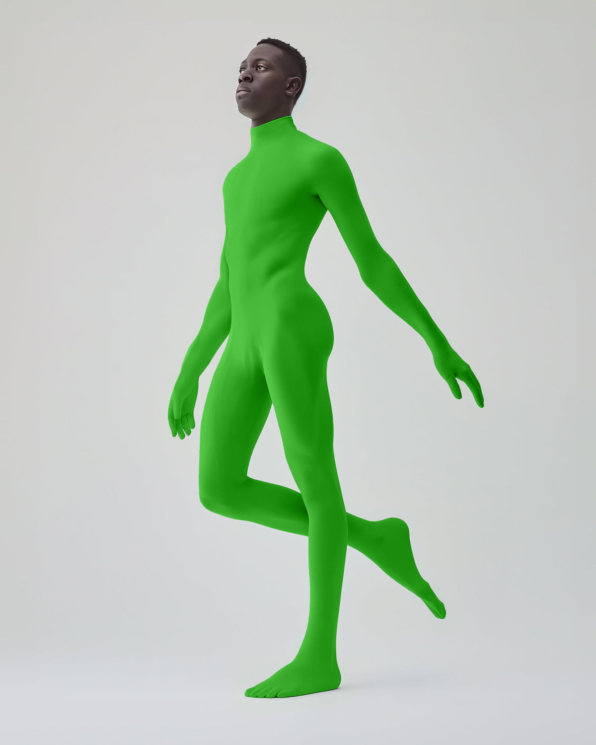 Second Skin Kelly Green Catsuit Opaque Matte Nylon Spandex Dancewear