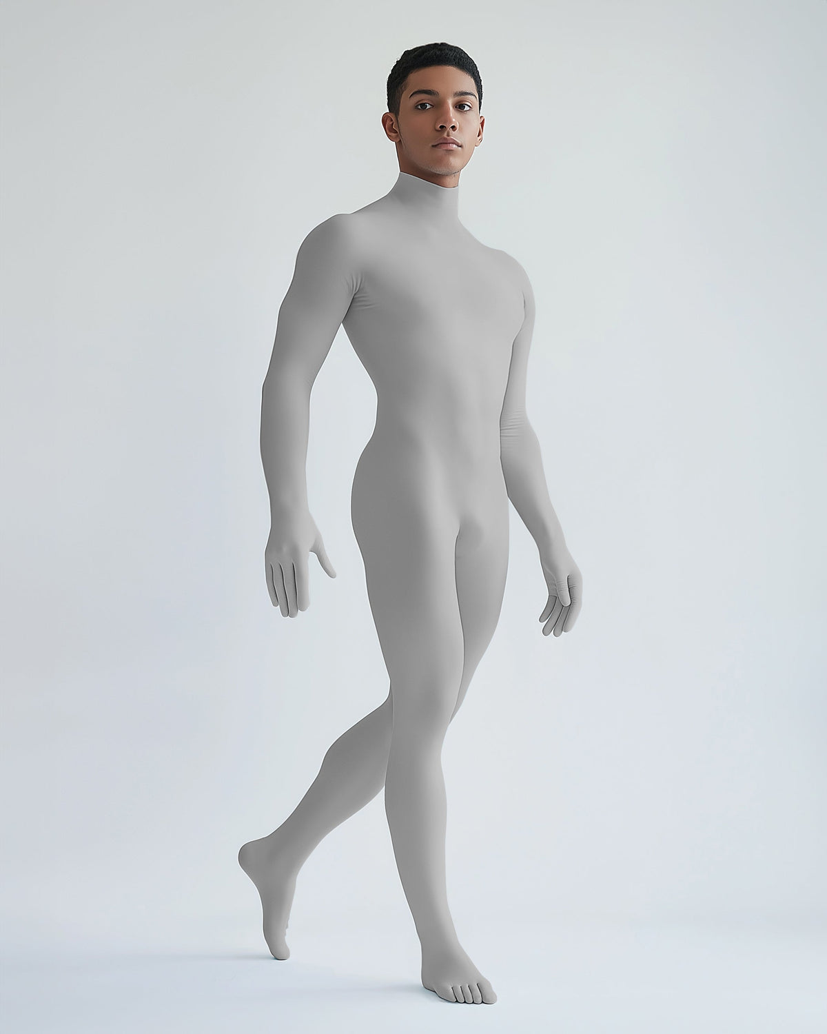 Second Skin Light Grey Catsuit 60D Opaque Matte Nylon Spandex Dancewear