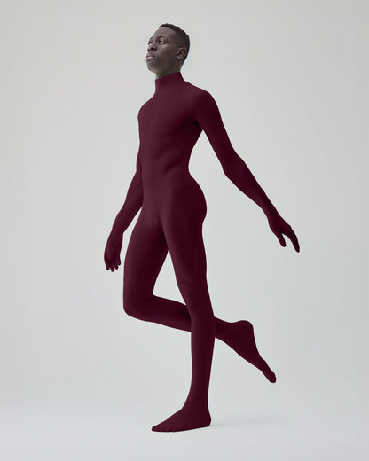 Maroon Second Skin Catsuit Opaque Matte Nylon Spandex Dancewear