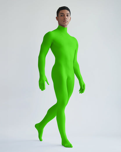 Neon Green Second Skin Catsuit Opaque Matte Dancewear for Men Women
