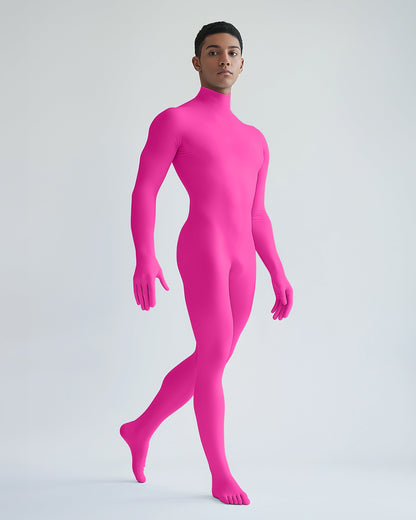 Second Skin Neon Pink Catsuit Opaque Matte Dancewear for Men Women