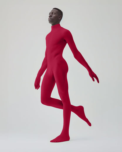 Second Skin Red Catsuit Opaque Matte Nylon Spandex Dancewear