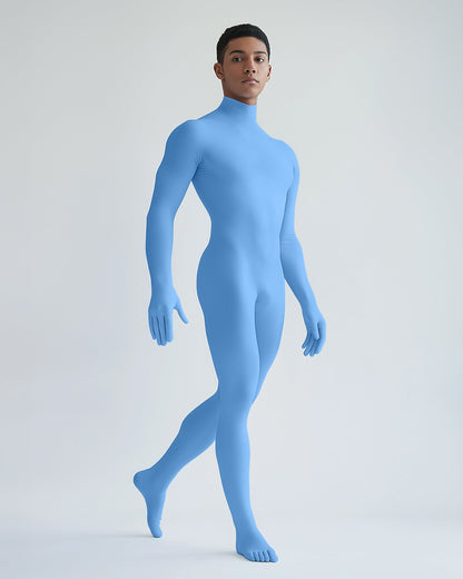 Second Skin Catsuit Sky Blue Opaque Matte Nylon Spandex Dancewear-1