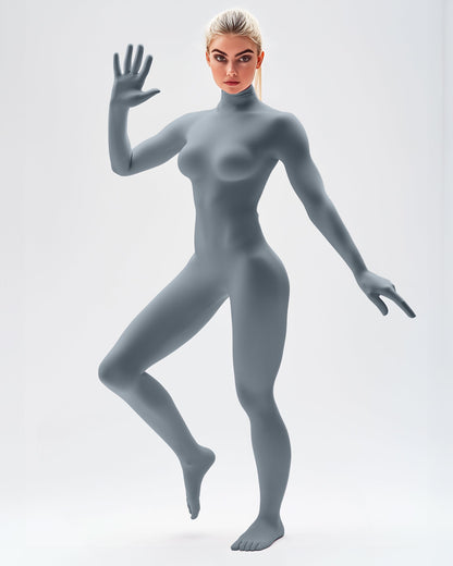 Second Skin Catsuit Grey Opaque Matte Dancewear for Men Women
