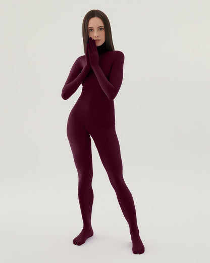 Maroon Second Skin Catsuit Opaque Matte Nylon Spandex Dancewear