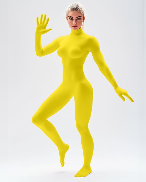 Second Skin Catsuit Yellow Opaque Matte 60D Nylon Spandex Dancewear